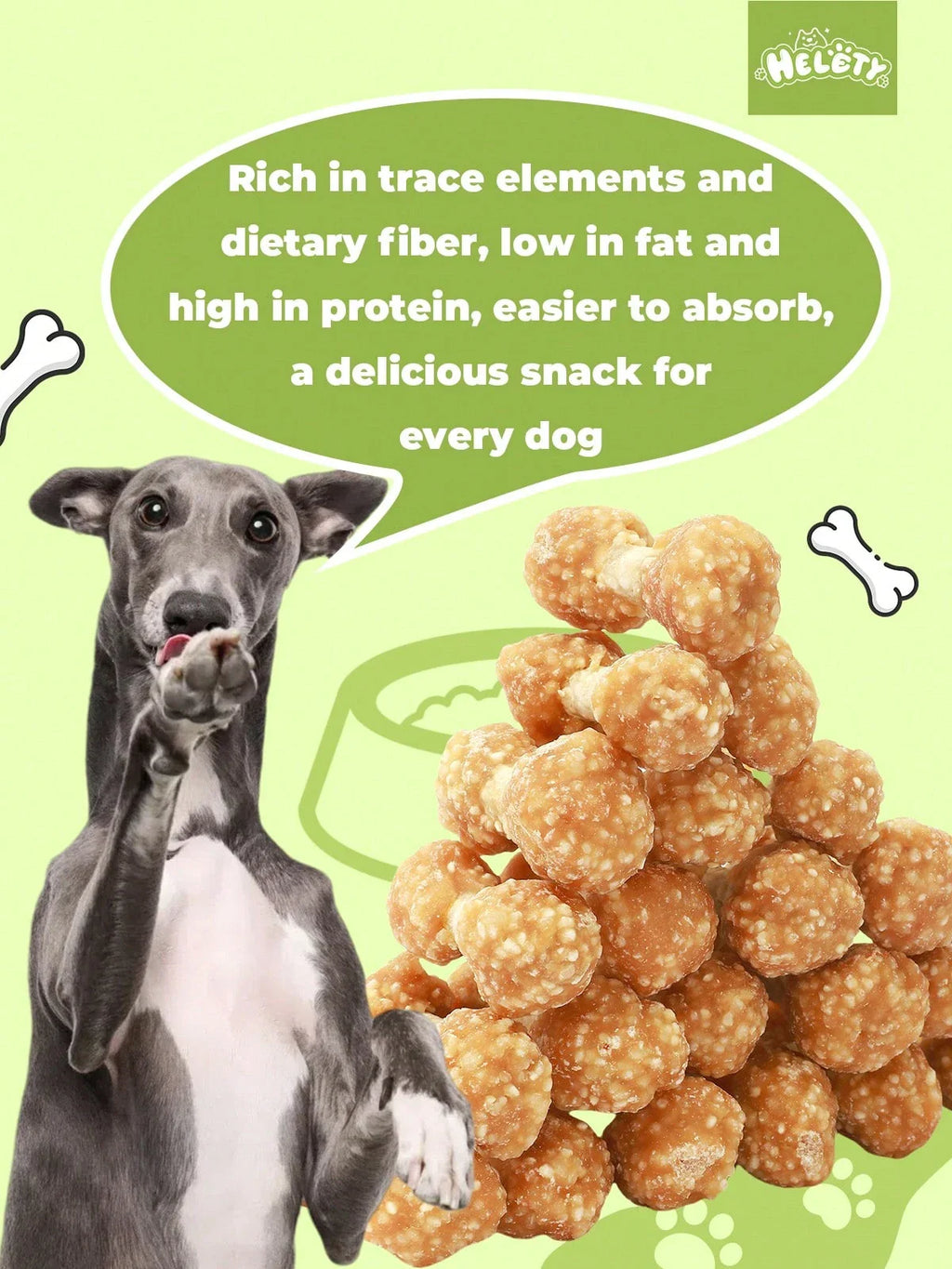 helety Chicken Dumbbells For Dogs, Chicken Dog Treats For Small, Medium And Large Breeds, Natural Dog Treats, Rice Dog Treats, Healthy, High In Protein, Easily Digestible, Long-Lasting, Perfect Dog Training Reward Treats.