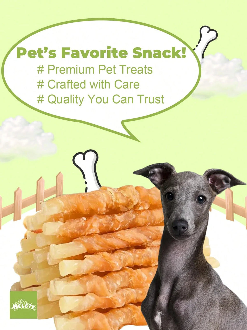 helety Pet Snacks-Chicken Or Duck Cowhide Grinding Stick