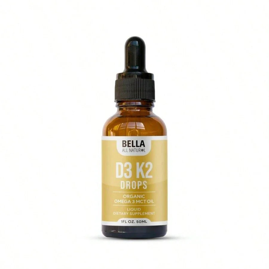 Bella Natural D3 K2 Drops Organic MCT Oil 50ml Supplement For Daily Health Needs, Free Shipping, Foe Women, For Men