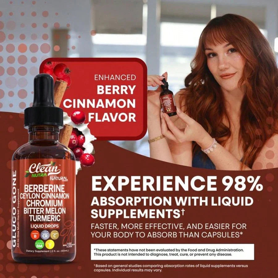 Free Shipping - Organic Ceylon Cinnamon Berberine Liquid Drops Supplement With Bitter Melon Extract, Glucomannan, Gymnema, Chromium, Turmeric, Organic Panax Ginseng, Daily Healthy, For Women, For Man