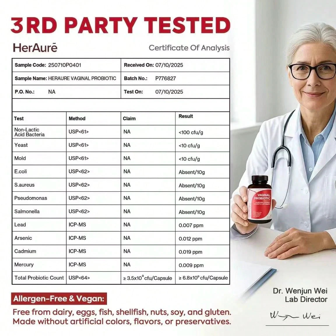 HerAure Women's Probiotics - PH Balance, Odor Control, Flora Health,Moistening, Tightening - With 7 Billion CFU Probiotic, Prebiotic, 7-In-1 Mushroom Blend,Cranberry, Pineapple,60 Capsules