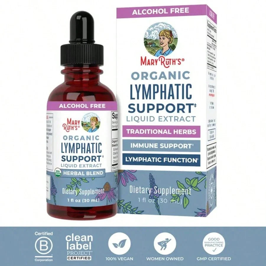 MaryRuths Lymphatic Support Herbal Blend Liquid Drops - USDA Organic - Echinacea & Elderberry - Blue Vervain - Vegan - 30 Servings, Free Shipping, For Women, For Men, Dietary Supplement