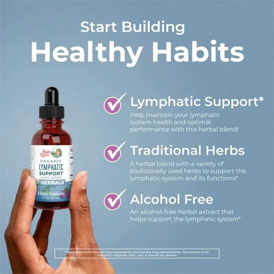 MaryRuths Lymphatic Support Herbal Blend Liquid Drops - USDA Organic - Echinacea & Elderberry - Blue Vervain - Vegan - 30 Servings, Free Shipping, For Women, For Men, Dietary Supplement