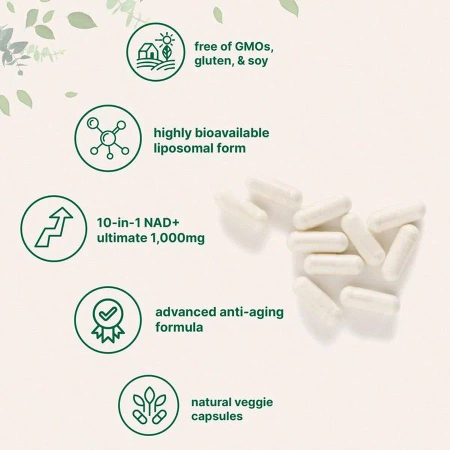 Micro Ingredient Liposomal NAD+ Ultimate 1,000mg, 60 Veggie Capsules, Free Shiping, For Women, For Men, Daily Heath Care