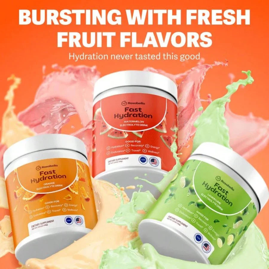 Rosabella Electrolytes For Fast Hydration, Fast Recovery, Electrolyte Imbalance - Watermelon, Lemon Lime, Orange