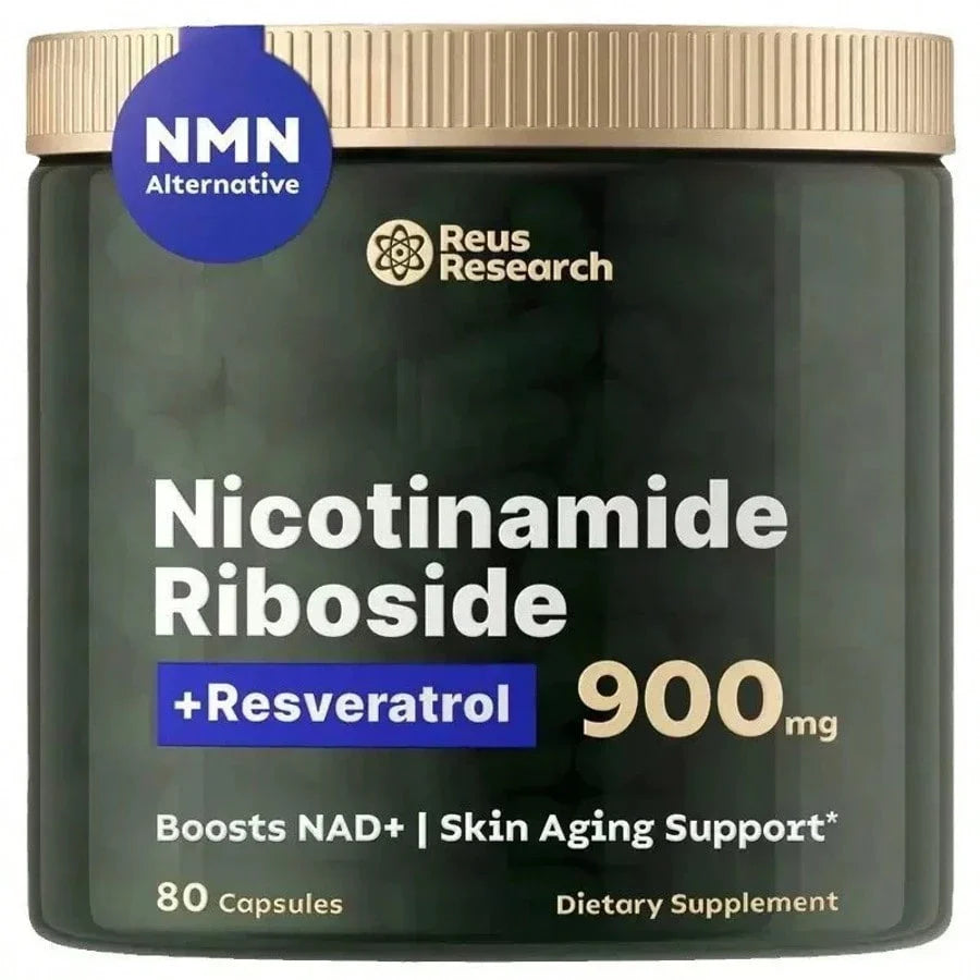 Reus Research NAD Nicotinamide Riboside Resveratrol, Liposomal NAD Supplements For Women & Men, NMN Supplement Alternative, NAD Supplement - 80 Capsules,For Skin Aging Support, Energy, And Focus, Vitamin & Wellness Supplements Dietary Healthcare Edible