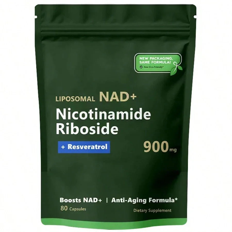 Reus Research NAD Nicotinamide Riboside Resveratrol, Liposomal NAD Supplements For Women & Men, NMN Supplement Alternative, NAD Supplement - 80 Capsules,For Skin Aging Support, Energy, And Focus, Vitamin & Wellness Supplements Dietary Healthcare Edible