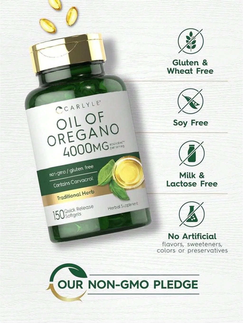 Carlyle Oregano Oil 4000mg Supplement | 150 Softgel Capsules | Contains Carvacrol | Non-GMO & Gluten Free Formula  Healthy Care
