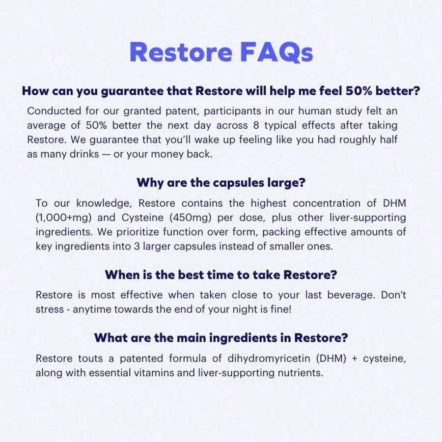 Cheers Restore | Supplement With DHM + L-Cysteine | 12 Doses | 36 Ct,  For Men And Women, Healthy Care