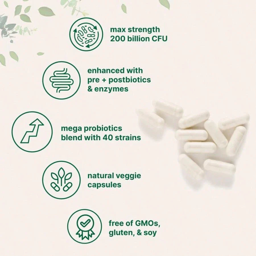 Micro Mega Probiotics 200 Billion CFU, 120 Veggie Capsules,FREE SHIPPING