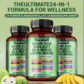 Multi Bottles - Soursop Dietary Supplement, Rich In Antioxidants, 120 Capsules Per Bottle, With Added Shiitake Mushroom, Seaweed, And Lion's Mane Mushroom, 24 In 1, Supports Skin, Joint, And Bone Health, For Women, For Men