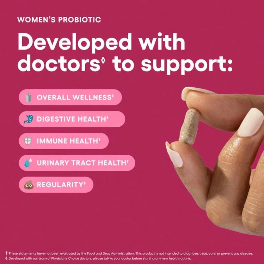 Physician's Choice Women's Probiotic Daily Digestive, Gut Health, Urinary Tract, And Immune Support For Women With 50B CFUs, Cranberry & Prebiotics, For Women,  Daily Health, Probióticos Originales