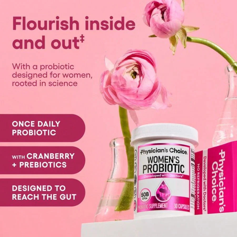 Physician's Choice Women's Probiotic Daily Digestive, Gut Health, Urinary Tract, And Immune Support For Women With 50B CFUs, Cranberry & Prebiotics, For Women,  Daily Health, Probióticos Originales