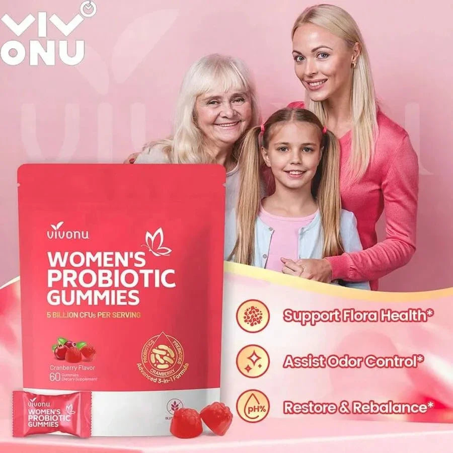 Viv0Nu Women's Probiotics, Women's Balanced PH Gum, Maintain Healthy Odor, Yeast Balance And Microbial Vitamin C, Enhance Immunity - Cranberry Probiotics
